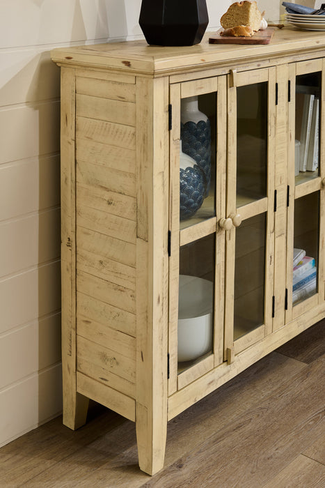 Grande armoire décorative Rocco de 70 po avec 6 portes - crème