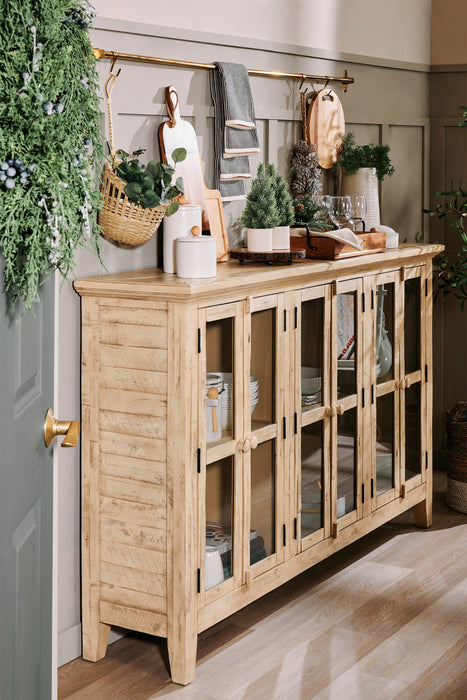 Grande armoire décorative Rocco de 70 po avec 6 portes - crème