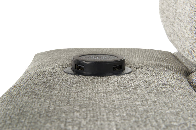 Sofa-lit sectionnel de droite Savvy 3 pièces en tissu d’apparence lin avec fauteuil long de rangement et appuie-têtes réglables - gris