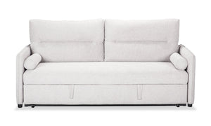 Sofa-lit Shadow de 82,5 po en tissu d’apparence lin avec rangement et deux accoudoirs coussinés - gris