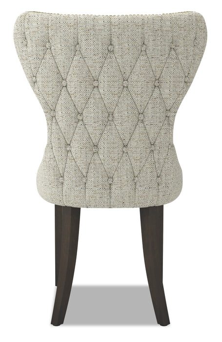 Chaise de salle à manger Shea à oreilles en tissu d’apparence lin et en bois - ivoire