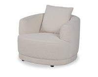 Fauteuil arrondi Moon de 35,8 po en tissu avec coussin décoratif - blanc amande laineux