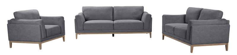Sofa Valley de 83,5 po en tissu avec base et pattes en hévéa - étain