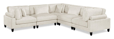 Lounge 5-Piece Chenille Modular Sectional – Beige | Sofa sectionnel modulaire Lounge 5 pièces en chenille - beige