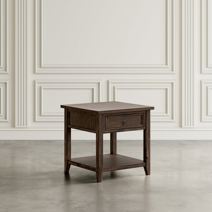 Table de bout Branson de 24 po avec rangement et tablette - brun foncé