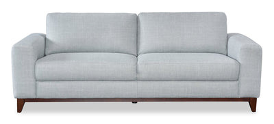 River 87" Linen-Look Fabric Sofa with Wood Base and Legs - Grey | Sofa River de 87 po en tissu d’apparence lin avec base et pattes en bois - gris