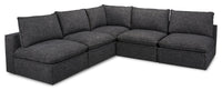 Sofa sectionnel sans accoudoirs modulaire Fusion 5 pièces en tissu de chenille gris anthracite
