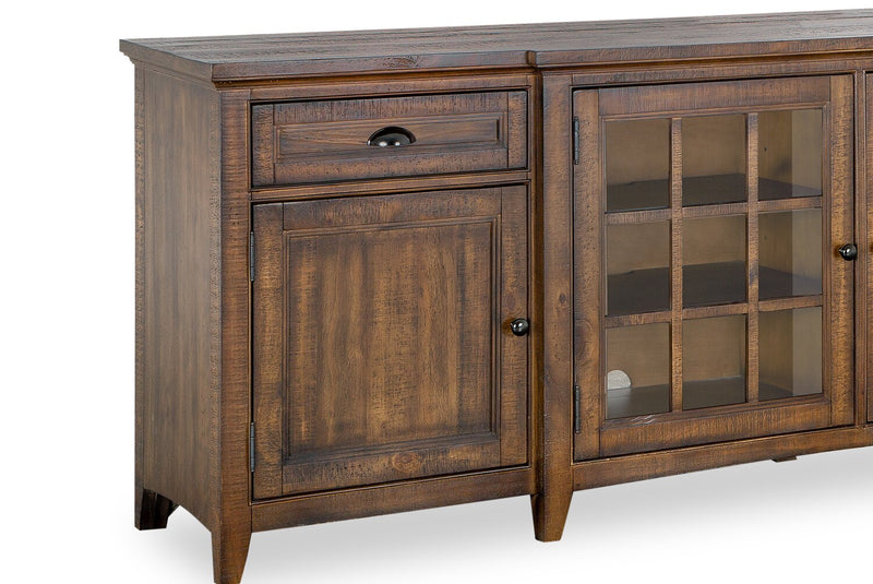 Meuble pour téléviseur traditionnel Wesley de 90 po avec rangement et système de gestion des câbles pour téléviseurs jusqu’à 95 po - muscade grillée