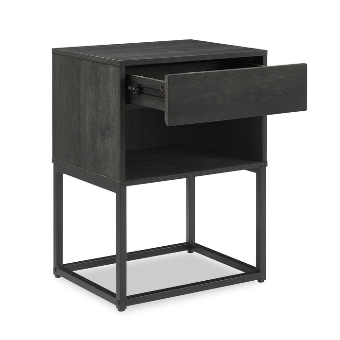 Table de nuit Fynn de 18 po (l) x 25,75 po (H) à 1 tiroir avec tablette de rangement - brune et noire
