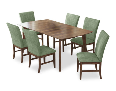 Rain 7pc Dining Set with Table & 6 Green Chairs, 72"W - Green/Brown | Ensemble de salle à manger Rain 7 pièces avec table de 72 po (L) et 6 chaises vertes - vert et brun