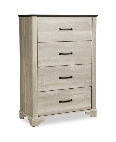 Clara Bedroom Chest of Drawers, 4-Drawer, 32"W x 46"H - Bleached Oak & Brown | Commode verticale de chambre à coucher Clara de 32 po (L) x 46 po (H) à 4 tiroirs - chêne blanchi et brun