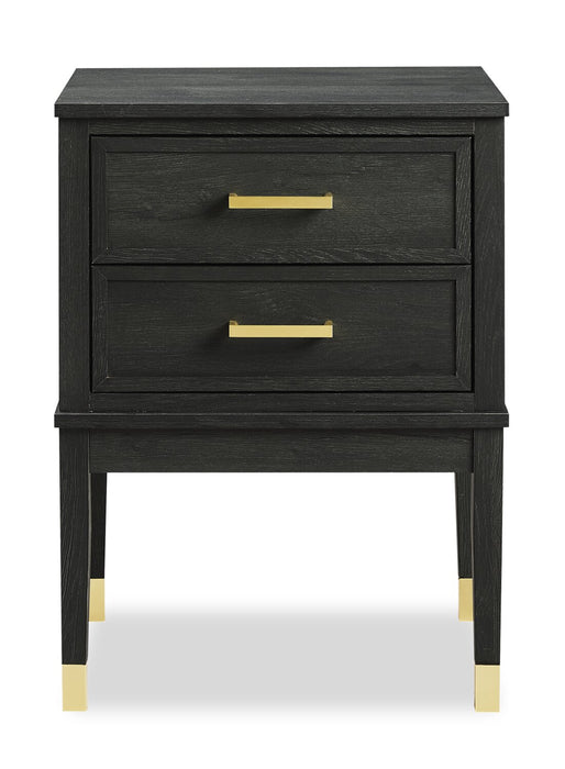 Table de nuit Alia de 18 po (l) x 25,75 po (H) à 2 tiroirs avec touche dorée - noire