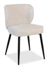 Chaise de salle à manger Sara à oreilles en tissu de polyester et en métal - blanche