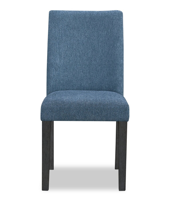 Ensemble de salle à manger Emery 7 pièces en bois avec table, rallonge, 72 po à 96 po (L) et 6 chaises - noir et bleu