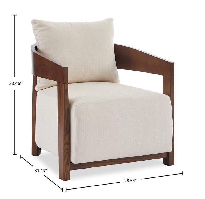 Fauteuil d’appoint Amor 28,54 po en tissu avec accoudoirs et pattes en bois - taupe