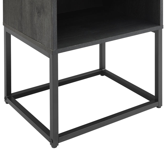 Table de nuit Fynn de 18 po (l) x 25,75 po (H) à 1 tiroir avec tablette de rangement - brune et noire