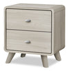 Table de nuit moderne du milieu du 20e siècle Cami de 17 po (L) x 24,8 po (H) à 2 tiroirs - chêne gris