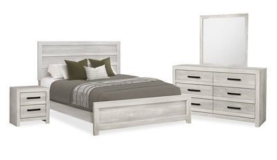 Aspen 6pc Bedroom Set with Bed, Dresser, Mirror & Nightstand, Grey - Queen Size | Ensemble de chambre à coucher Aspen 6 pièces avec lit, commode, miroir et table de nuit, gris - format grand lit
