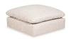 Pouf modulaire Eclipse de 43 po en tissu d’apparence lin avec coussin en duvet et plumes - beige lin