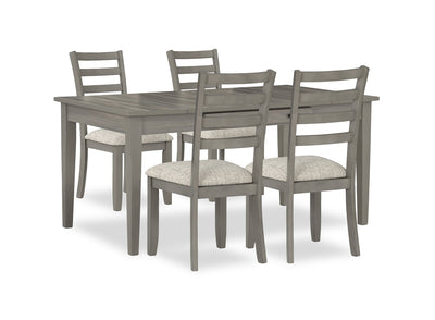 Cove 5pc Dining Table Set with Table & 4 Chairs, Storage Drawers, Melamine, 66"W - Grey | Ensemble de salle à manger Cove 5 pièces en mélamine avec table de 66 po (L), tiroirs de rangement et 4 chaises - gris