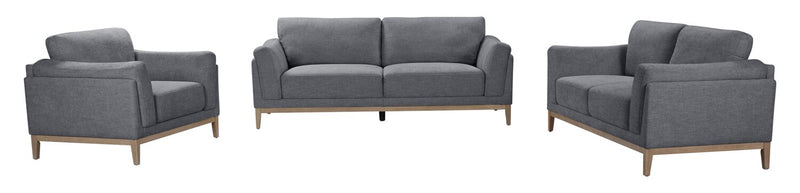 Causeuse Valley de 67,7 po en tissu avec base et pattes en hévéa - étain