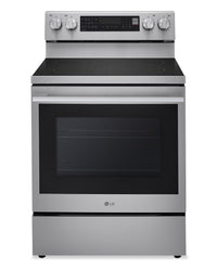Cuisinière intelligente électrique LG de 6,3 pi³ avec friture à air - acier inoxydable résistant aux traces de doigts - LREN6325XE