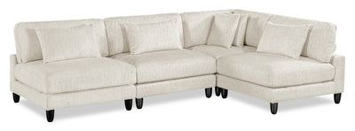 Lounge 4-Piece Chenille Armless Modular Sectional – Beige | Sofa sectionnel modulaire sans accoudoirs Lounge 4 pièces en chenille - beige