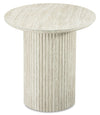 Table de bout ronde Sullivan de 23,6 po avec dessus en pierre frittée - travertin beige