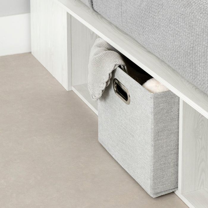 Lit plateforme Everley avec rangement et paniers intégrés, blanc - format lit double