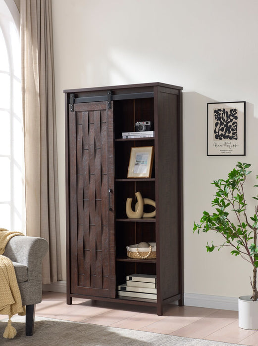 Armoire décorative de rangement Sienna de 33,5 po avec porte coulissante - chêne foncé