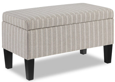 Calgary 32" Storage Fabric Ottoman - Grey Striped|Pouf de rangement Calgary de 32 po en tissu - rayé gris