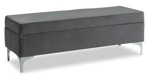 Pouf de rangement Vivienne de 47,25 po en tissu - gris