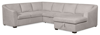 Envy 3-Piece Right-Facing Chenille Fabric Sleeper Sectional with Storage Chaise - Fog Grey | Sofa-lit sectionnel de droite Envy 3 pièces en tissu de chenille avec fauteuil long de rangement - gris brouillard