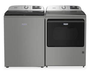Laveuse intelligente à chargement par le haut de 6,0 pi³ et sécheuse électrique de 7,4 pi³ de Maytag - argenté radieux