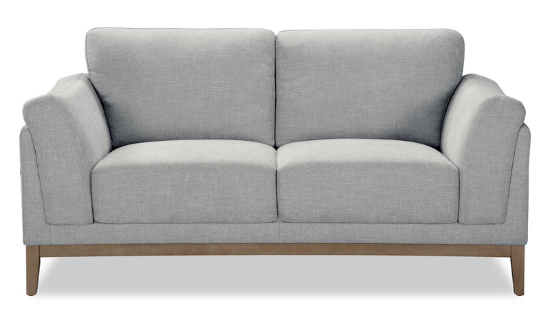 Causeuse Valley de 67,7 po en tissu avec base et pattes en hévéa - grise