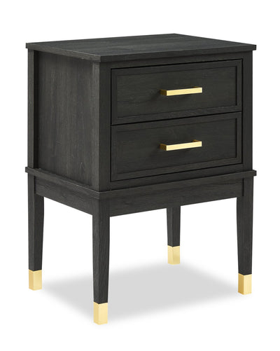 Alia Bedside 2-Drawer Nightstand with Gold Accent, 18"W x 25.75"H - Black | Table de nuit Alia de 18 po (l) x 25,75 po (H) à 2 tiroirs avec touche dorée - noire