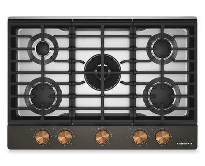 KitchenAid Gas-on-Metal Cooktop with CookShield Finish - Black Ore - KCGK730SBE | Surface de cuisson KitchenAid au gaz sur métal avec fini CookShield - Black Ore - KCGK730SBE