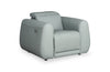 Fauteuil à inclinaison électrique Gianna de 40 po en cuir véritable avec appuie-tête électrique et port USB - bleu spa