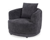 Fauteuil arrondi Moon de 35,8 po en tissu avec coussin décoratif - noir corbeau laineux