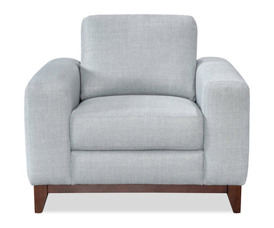 River 40.1" Linen-Look Fabric Chair with Wood Base and Legs - Grey | Fauteuil River de 40,1 po en tissu d’apparence lin avec base et pattes en bois - gris