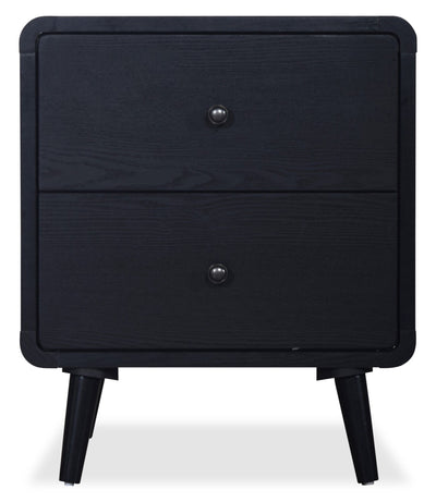 Milan Bedside 2-Drawer Nightstand, Mid-Century Modern, 22"W x 26"H - Black | Table de nuit moderne du milieu du 20e siècle Milan de 22 po (l) x 26 po (H) à 2 tiroirs - noire