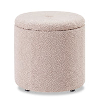 Pouf de rangement rond Saskatchewan de 14,75 po en tissu - rose
