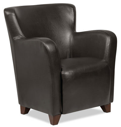 Zello 29.92" Faux Leather Accent Chair with Wood Legs - Brown | Fauteuil d’appoint Zello de 29,92 po en similicuir avec pattes en bois - brun