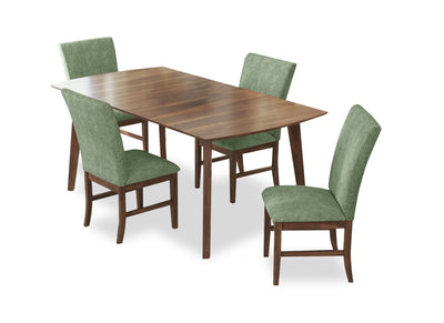 Rain 5pc Dining Set with Table & 4 Green Chairs, 72"W - Green/Brown | Ensemble de salle à manger Rain 5 pièces avec table de 72 po (L) et 4 chaises vertes - vert et brun