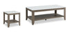 Ensemble 2 tables modernes Carlton de 47,5 po, table à café et table de bout avec tablette - taupe