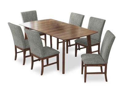 Rain 7pc Dining Set with Table & 6 Grey Chairs, 72"W - Grey/Brown | Ensemble de salle à manger Rain 7 pièces avec table de 72 po (L) et 6 chaises grises - gris et brun
