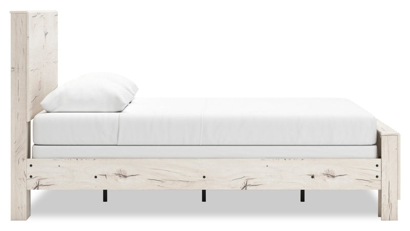 Lit à panneaux Derekson avec tête de lit et cadre de lit, blanc rustique - format grand lit