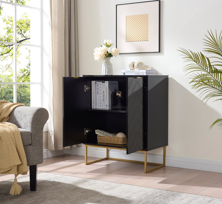 Armoire décorative Lottie de 28,5 po à 2 portes - noir lustré