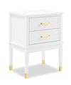 Table de nuit Alia de 18 po (l) x 25,75 po (H) à 2 tiroirs avec touche dorée - blanche