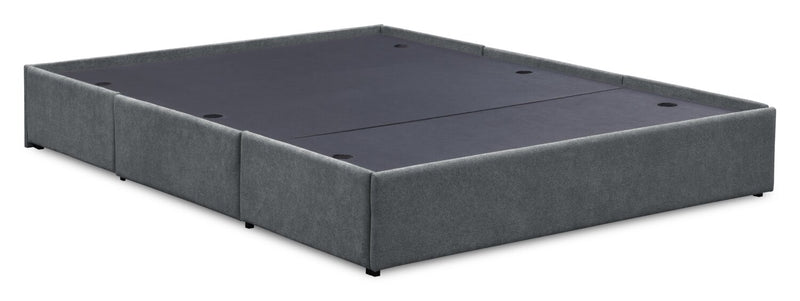 Lit de rangement Amos rembourré en tissu anthracite avec tête de lit capitonnée et 3 tiroirs intégrés - format lit double